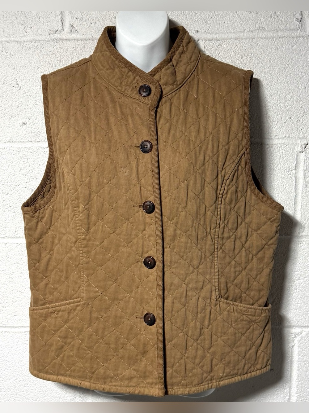 Cut Loose Quilted Vest Large Tan Camel Equestrian Barn Old Money Heritage